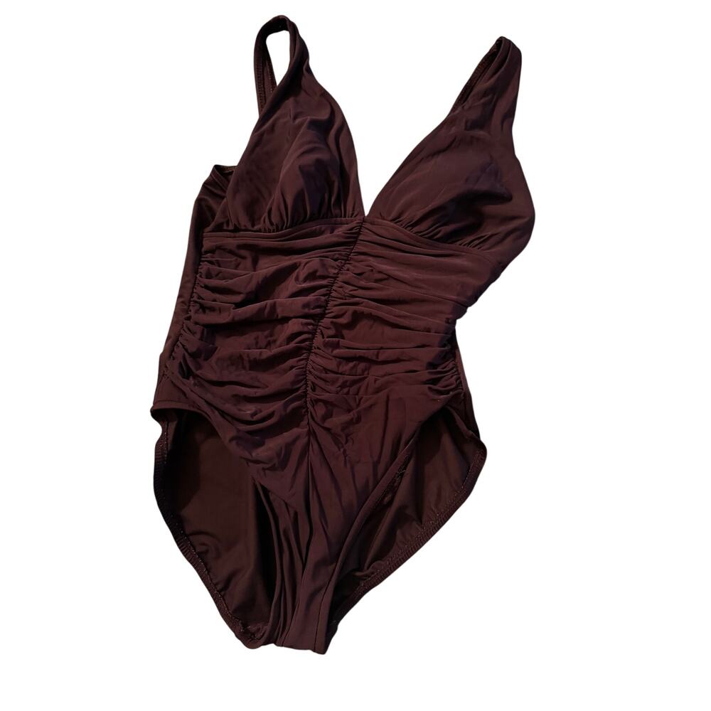 Miraclesuit One Piece Ruched Black Swimsuit size 12